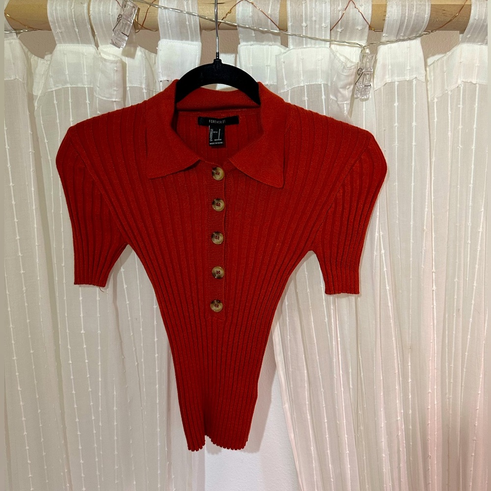 Fitted red copper shirt